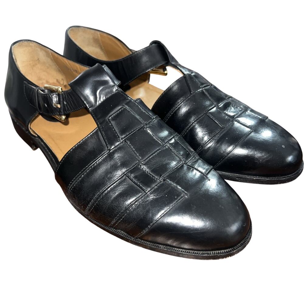 Paragon Men’s Sz 12D Black All Leather Fisherman’s Sandals